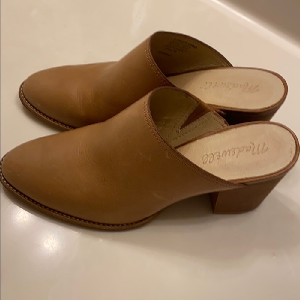 Tan leather mules